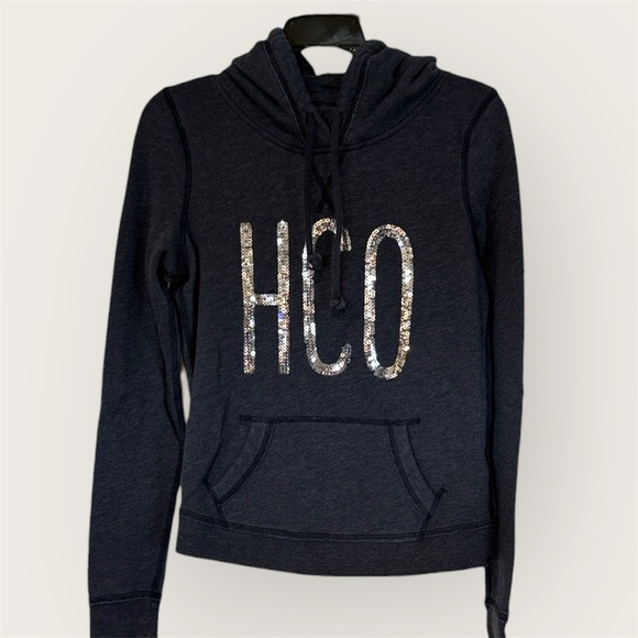 Hollister Tops - Hollister Blue Hoodie with Logo Patch Size S